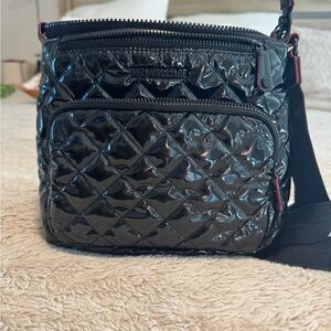 MZ Wallace Shiny Black Quilted Crossbody Bag